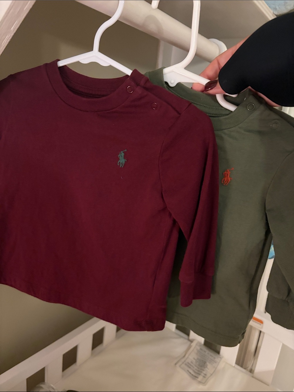 Ralph Lauren Baby Long-Sleeve Tee in Burgundy and Olive size 6 months